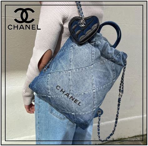 chanel blue denim backpack|Chanel 22 backpack.